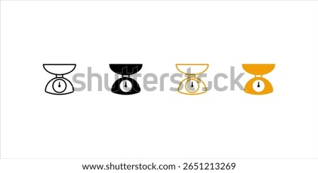 Scales icon set. Weight scale icon. Law scale icon. Justice