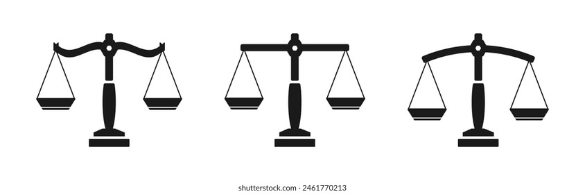 Scales icon set. Wight scale collection. Justice scales logo. Vector.