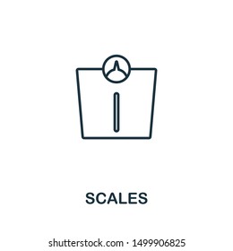 Scales icon. Thin outline style design from fitness icons collection. Creative Scales icon for web design, apps, software, print usage.