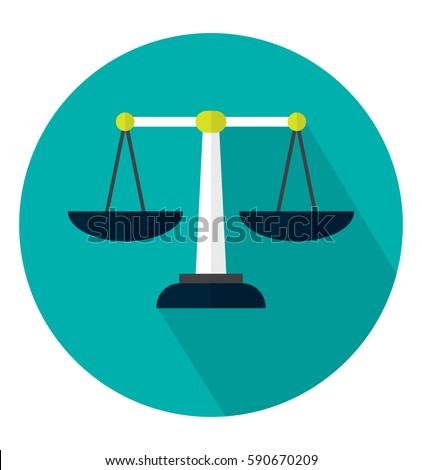 Scales icon in trendy flat style. Flat design in stylish colors. Isolated. Long Shadow. Simple circle icon. EPS10.