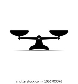 Scales icon. Vector black scale single symbol.
