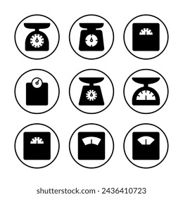 Scales icon vector illustration. Weight scale sign and symbol