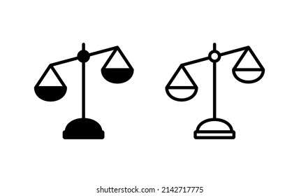 Escala el vector de icono. Icono de escala de ley. Signo de justicia y símbolo