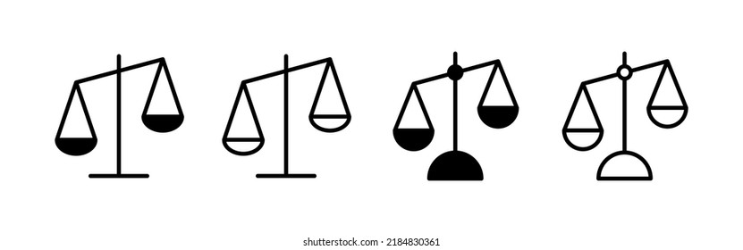 Escala el vector de icono. Icono de escala de ley. Signo de justicia y símbolo