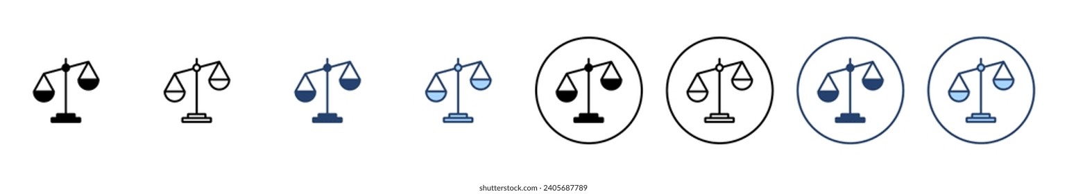 Escala el vector de icono. Icono de escala de ley. Signo de justicia y símbolo