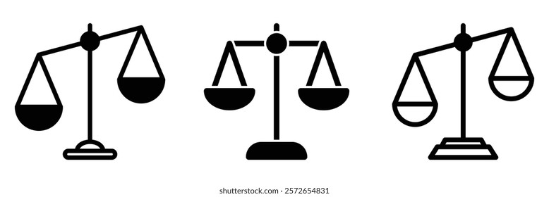 Scales icon vector. Law scale icon. Balanced scales icon. Icon of balanced scales for justice.