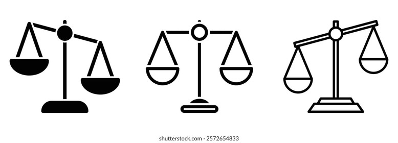 Scales icon vector. Law scale icon. Balanced scales icon. Icon of balanced scales for justice.