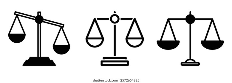 Scales icon vector. Law scale icon. Balanced scales icon. Icon of balanced scales for justice.