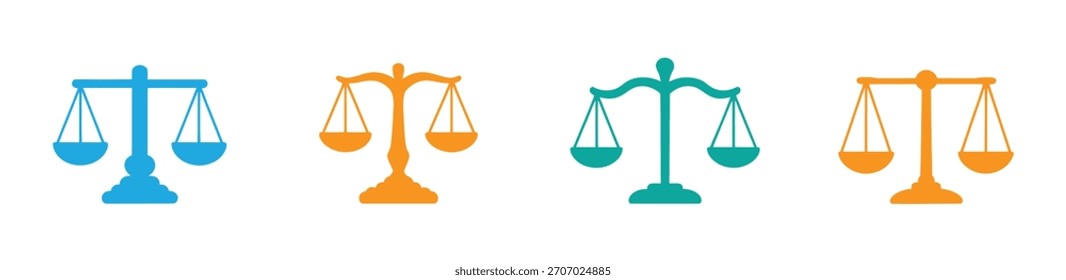 Dimensiona o vetor de ícones. Ícone da escala de lei. Ícone de vetor de escala. Justiça. Escalas de Silhueta de Justiça Ícone Legal, Símbolo de Equilíbrio para Lei, Justiça e Uso de Gráficos Legais.