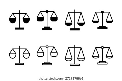 Vector de icono de escalas. Icono de escala de ley. Signo y símbolo de justicia