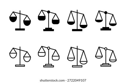 Dimensiona o vetor de ícones. Ícone da escala de lei. Símbolo e sinal de justiça