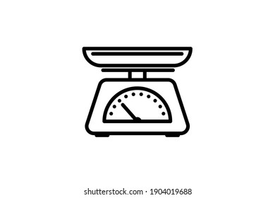 Scales icon. Vector linear sign, symbol, logo of kitchen scales for mobile concept and web design. Icon for the website of the store of household appliances, gadgets and electronics.