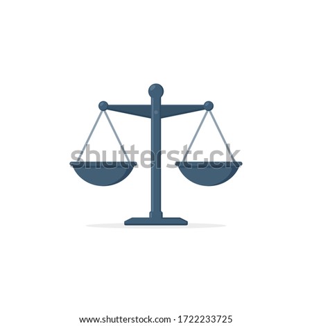 Scales Icon Vector, seesaw isolated on white background. Scale colorful sign.