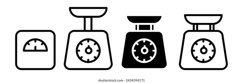 Waagen-Symbol Vektor-Set, Weight Scale Zeichen flache Illustration..eps
