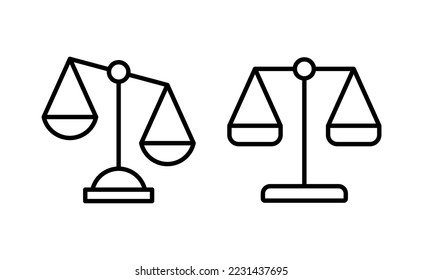 Escala el vector de icono para la web y la aplicación móvil. Icono de escala de ley. Signo de justicia y símbolo