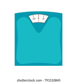 
The scales icon for weighing the body. Bathroom scales, weight scale. Vector illustration in a flat style isolated on white background, cartoon design.