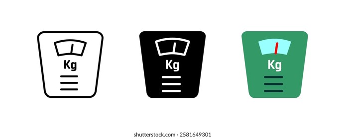 Icono de escalas. Ilustración vectorial de medición de peso. Símbolo de seguimiento de salud y estado físico. Balance corporal y signo de kilogramo. Pictograma de precisión y dieta.