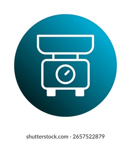 Dimensiona o ícone em um círculo de gradiente azul, simbolizando a medição de saldo para projetos de design e aplicativos