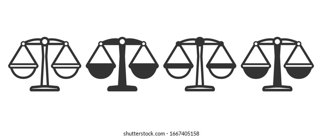 Scales icons in four different versions in a flat design
