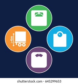 Scales icons set. set of 4 scales filled icons such as floor scales, cargo height