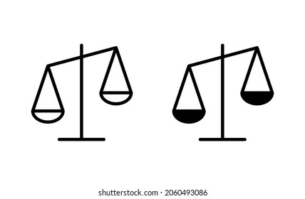 Scales icons set. Law scale icon. Justice sign and symbol