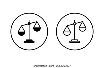 Scales icons set. Law scale icon. Justice sign and symbol
