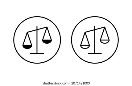 Scales icons set. Law scale icon. Justice sign and symbol