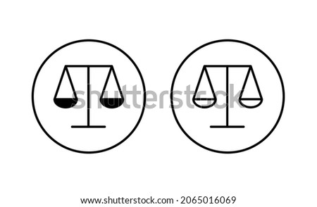 Scales icons set. Law scale icon. Justice sign and symbol