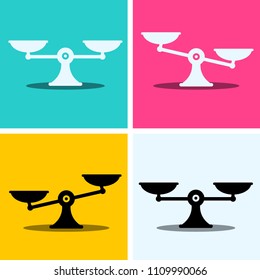 Scales Icons Set on Colorful Background. Vector Illustration. Scale Symbol.