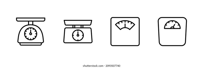Scales icons set. Weight scale sign and symbol
