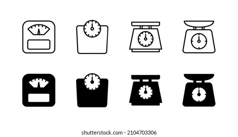 Ajusta los iconos de escala. Signo de escala de peso y símbolo