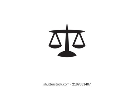 Scales isolated monochrome icon. Vector dual balance Themis scales of justice on decorative stand. Mechanical balancing scales, symbol of law and judgment, punishment and truth, measuring device