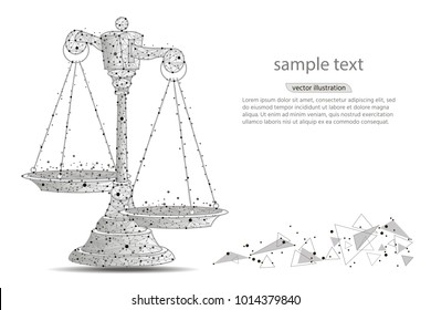 Scales of justice. Abstract design of scales, in the form of lines and dots on a white background with space for text. Vector illustration