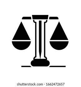 Scales of justice black icon, concept illustration, vector flat symbol, glyph sign.