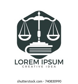 Scales of justice and book logo design. Symbol of law and justice.