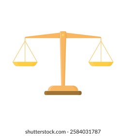 Scales of justice in cartoon style on a white background isolated. Minimalistic scales