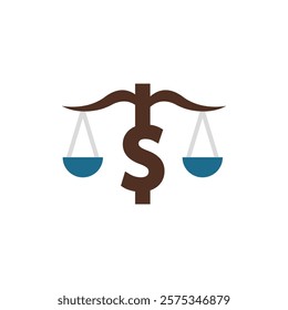 Scales of justice with dollar sign, symbolizing financial equality