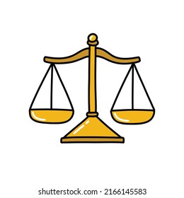 scales of justice doodle icon, vector illustration