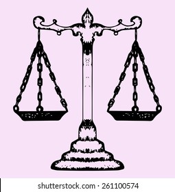 scales of justice, doodle style, sketch illustration