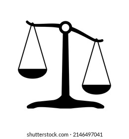 Icono plano de escalas de justicia. Ilustración vectorial, aislada en fondo blanco.