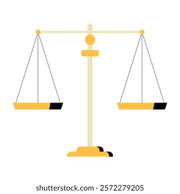 Scales Of Justice In Flat Vector Illustration Symbolizing Balance, Fairness, And Legal System, Isolated On White Background.