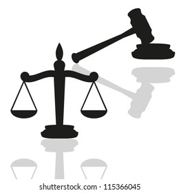 Scales of justice and gavel