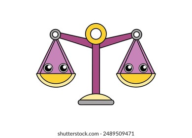 Scales of Justice and Gavel - Vector, Cartoon, Clipart, Line Art