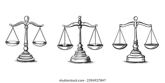 Scales of justice hand drawn