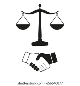 Scales Justice Handshake On White Background Stock Vector (Royalty Free ...