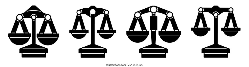 Scales of justice icon collection. Stock vector illustration.