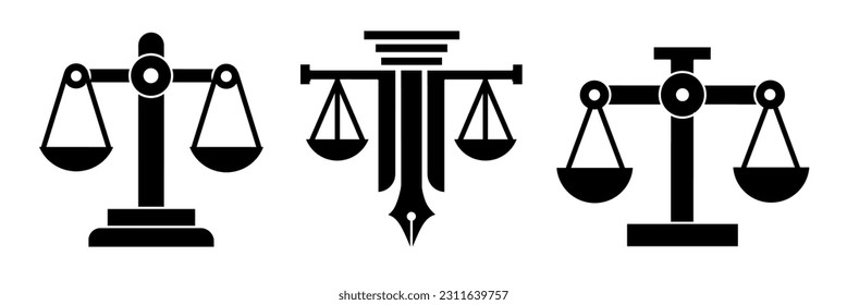 Scales of justice icon collection. Vector illustration.