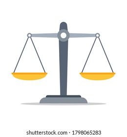 Scales of justice icon. Empty scales. Vector illustration, isolated on white background.