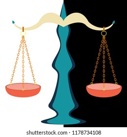 Scales of justice icon. Empty scales. Yin Yang balance symbol. Vector illustration.
