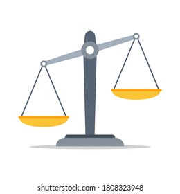 Scales of justice icon. Law balance symbol. Empty scales. Vector illustration, isolated on white background.